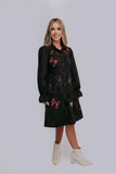 Sequins Bow Puff Sleeve Long Sleeve Dress
