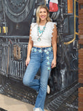 White Crochet Lace Crop Top With Tie Back