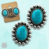 Western concho look post earrings