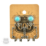Western barbed wire aztec earring
