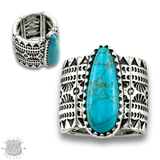 Western silver and stone stretch ring