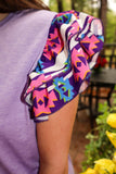 Purple and Aztec Ruffle Sleeve Dress