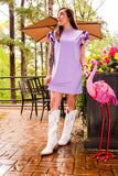 Purple and Aztec Ruffle Sleeve Dress