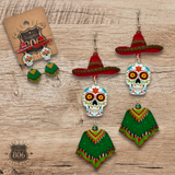 Sugar skull with poncho earring