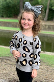 Grey Leopard Buttoned Down Sweater