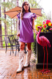 Purple and Aztec Ruffle Sleeve Dress