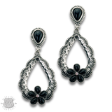 Western stone flower open teardrop earring