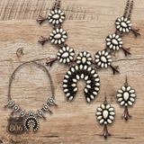 Stone squash blossom necklace set