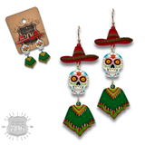 Sugar skull with poncho earring